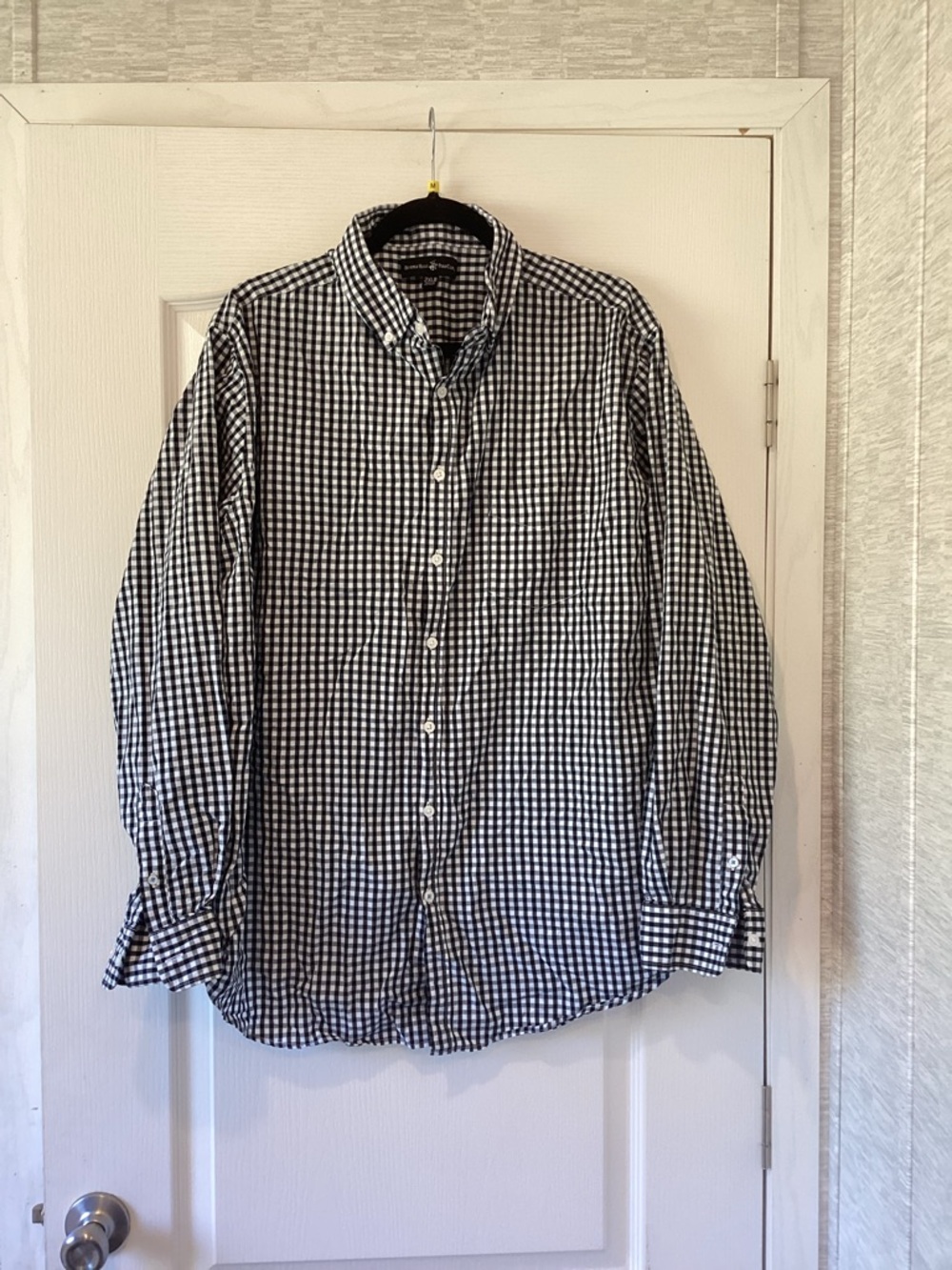 Beverly Hills Polo Club Black & White Gingham Button-Down Shirt 2XLB EUC